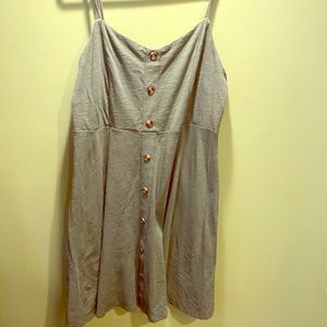 Olive spaghetti strap faux button down dress